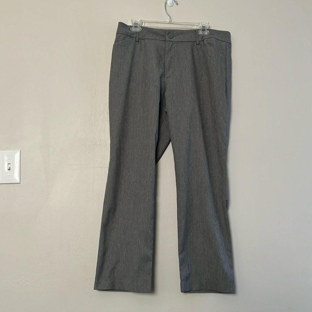 Lee Womens Relaxed Fit Straight Leg Mid Rise Wrinkle Free‎ Pants Gray Size 14